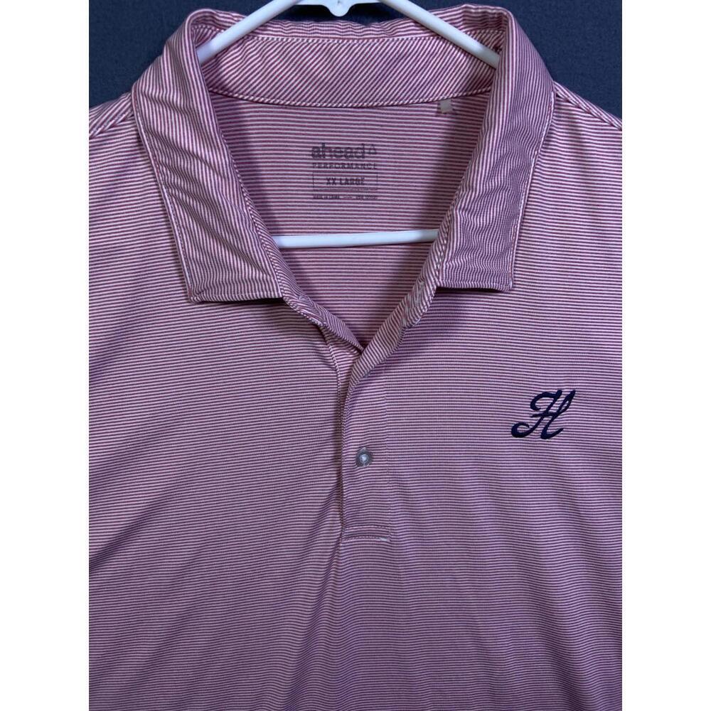 Ahead Performance USA Polo Shirt Men's 2XL Striped SS Orange Golf Embroidered H